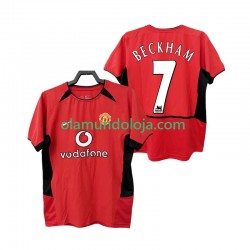Camisola Manchester United BECKHAM 7 Retro Homem Equipamento Primeiro 2004 2002 Manga Curta